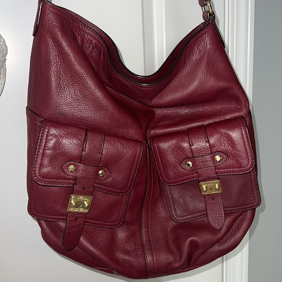 Ralph Lauren leather maroon berry burgundy large hobo bag purse Governors Lodge - Picture 12 of 17